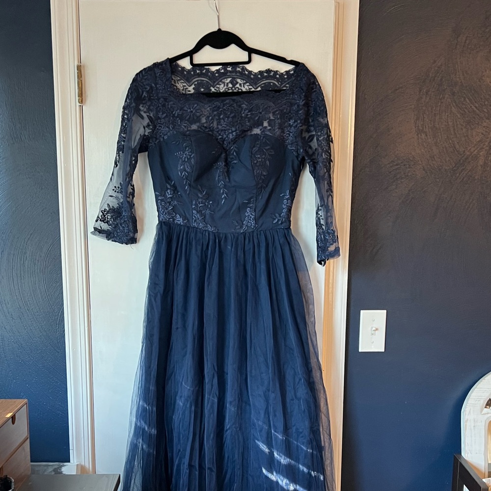 Lace ChiChi London Navy Evening Gown
